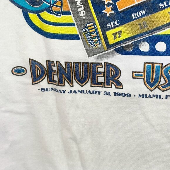 Vintage Super Bowl 1999 Denver Broncos vs Atlanta Falcons T Shirt - Picture 4 of 6